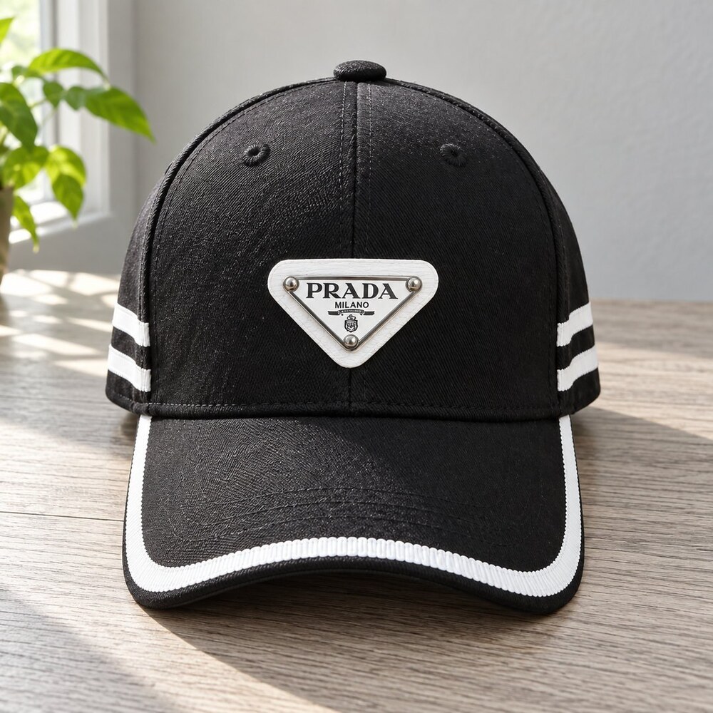 Prada Black Cap with White Trim